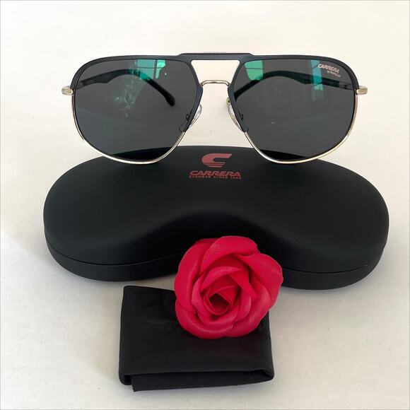 CARRERA 318 Double Bridge Pilot Sunglasses Black Gold UNISEX NEW - Picture 9 of 9